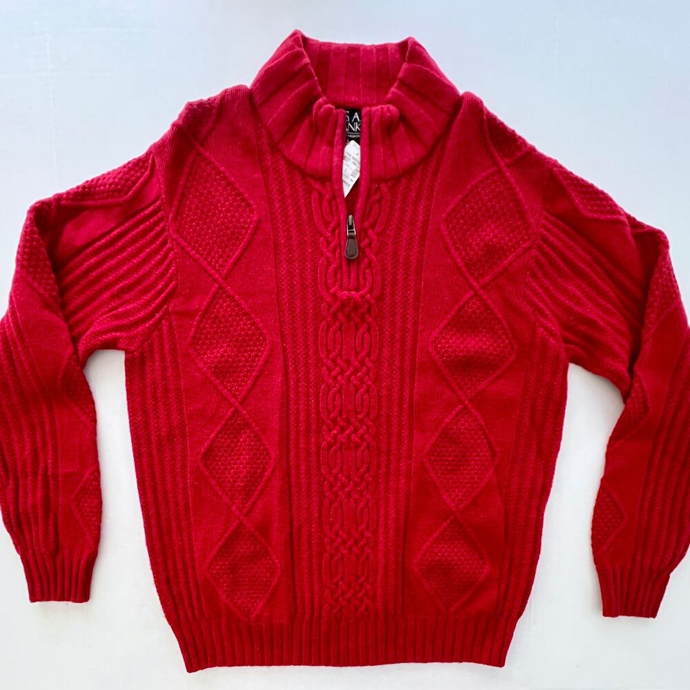 New Jos. A. Bank Executive Collection 1/4 Zip, Red Pullover Sweater, Size L